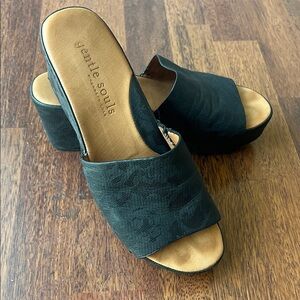 Gentle Souls Black Slide Sandals Forella Floral